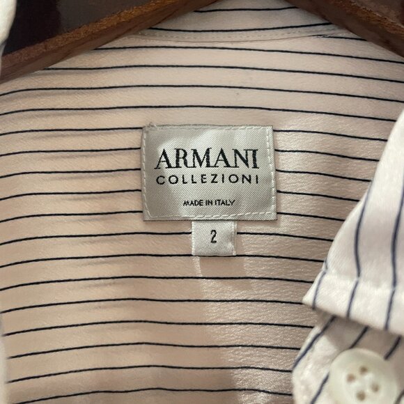 Vintage Armani Collezioni blouse, size 2, cream and black or navy stripes - Picture 3 of 7